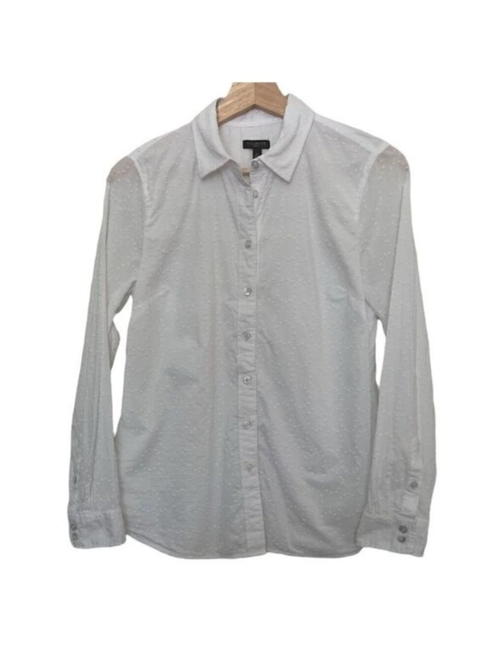 Talbots White Long Sleeve Collar Knobby Texture Blouse Size Petite Small